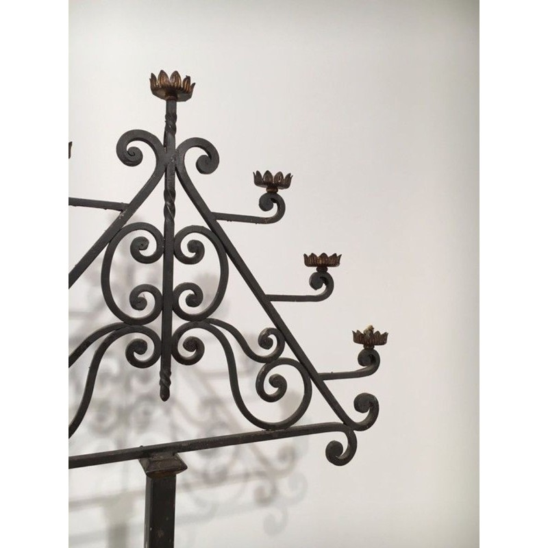 Seven-Arm Wrought Iron Floor Lamp, Art Déco, French Work, circa 1940