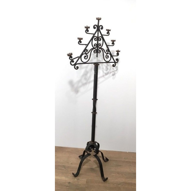 Seven-Arm Wrought Iron Floor Lamp, Art Déco, French Work, circa 1940