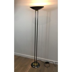 Gun Metal and Brass Floor Lamp, French Work, circa 1970