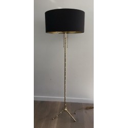 Faux-Bambou Bronze and Brass Floor Lamp by Jacques Adnet