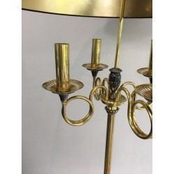 Neoclassical Brushed Steel and Brass Floor Lamp In the Style of Maison Charles