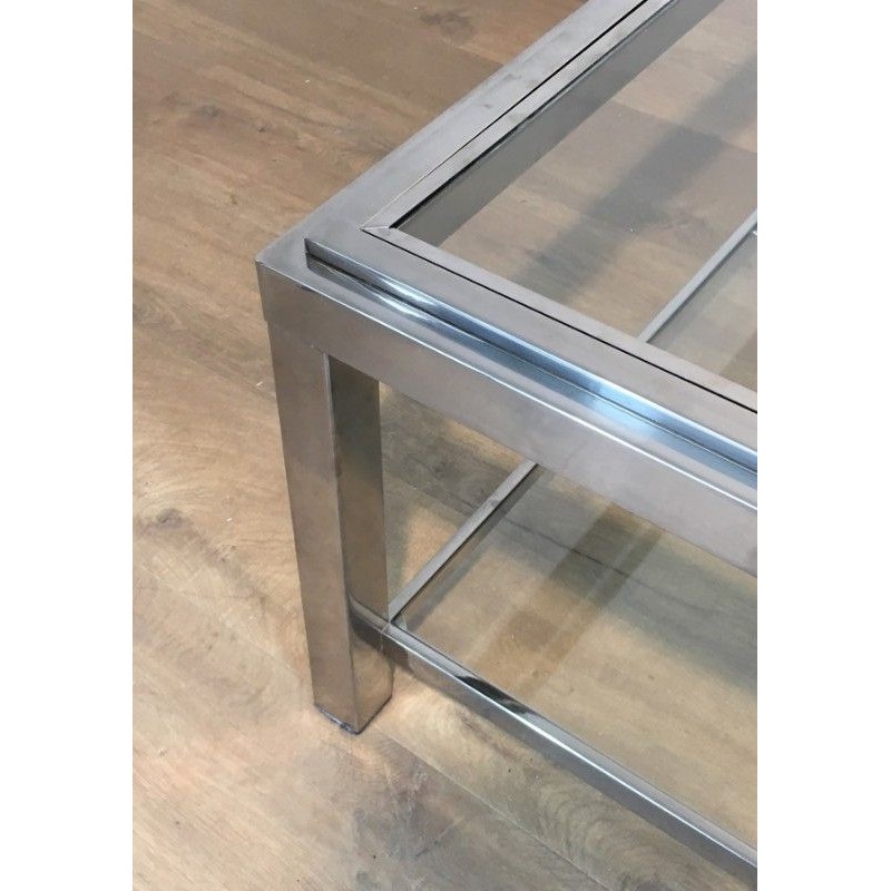 Large Square Chrome Coffee Table, French Work, Circa 1970