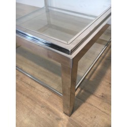 Large Square Chrome Coffee Table, French Work, Circa 1970