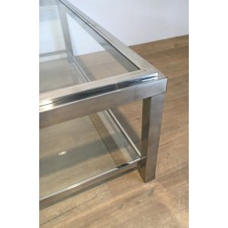 Large Square Chrome Coffee Table, French Work, Circa 1970