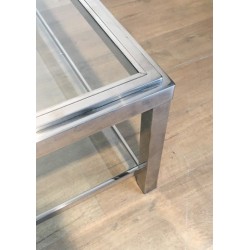 Large Square Chrome Coffee Table, French Work, Circa 1970