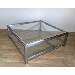 Large Square Chrome Coffee Table, French Work, Circa 1970