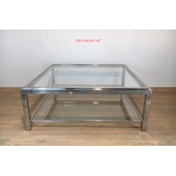 Large Square Chrome Coffee Table, French Work, Circa 1970
