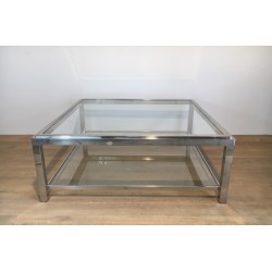 Large Square Chrome Coffee Table, French Work, Circa 1970