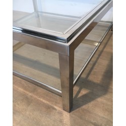 Large Square Chrome Coffee Table, French Work, Circa 1970