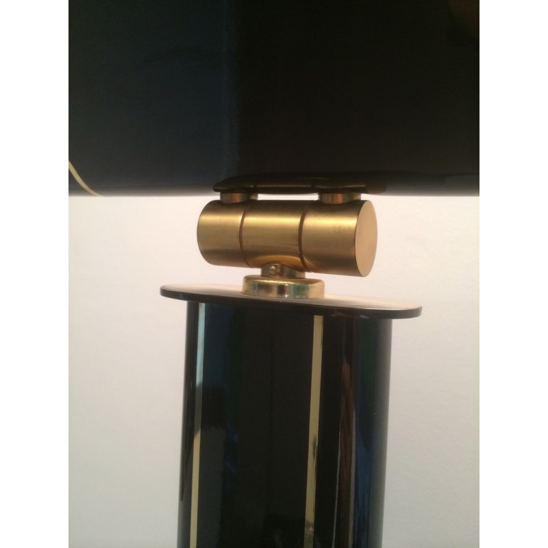 Black lacquered and brass floor lamp