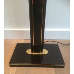 Black lacquered and brass floor lamp