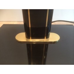 Black lacquered and brass floor lamp