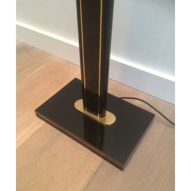 Black lacquered and brass floor lamp