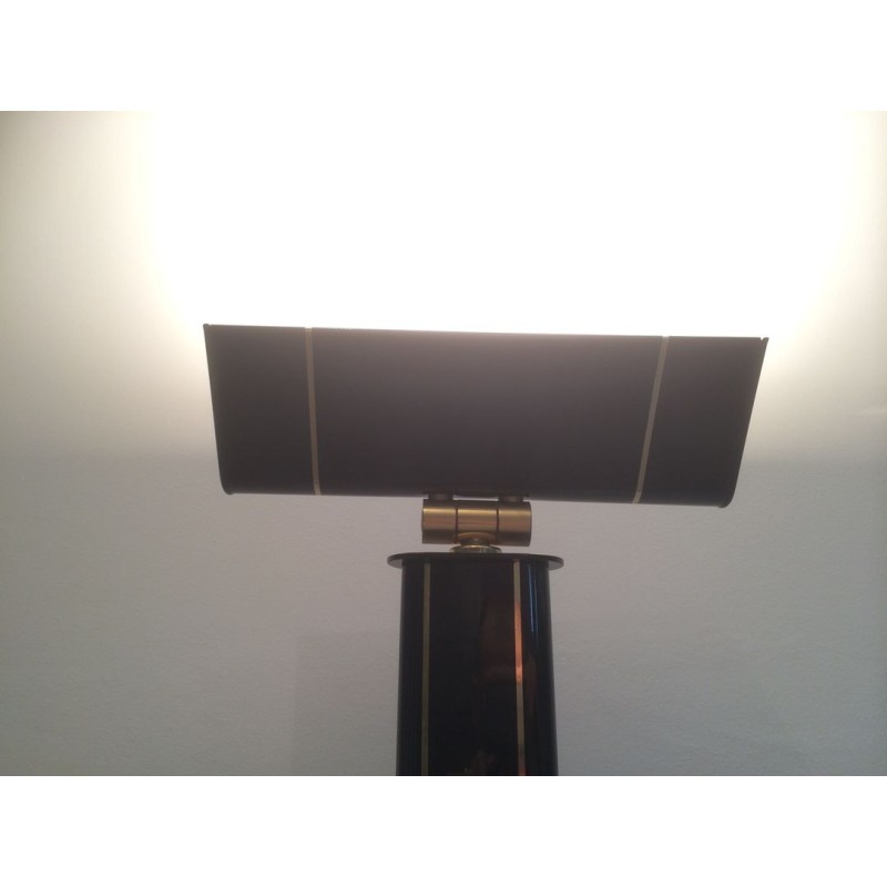 Black lacquered and brass floor lamp
