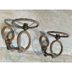 Pair of Rope Wall Sconces by Audoux & Minet, French Work, circa 1950
