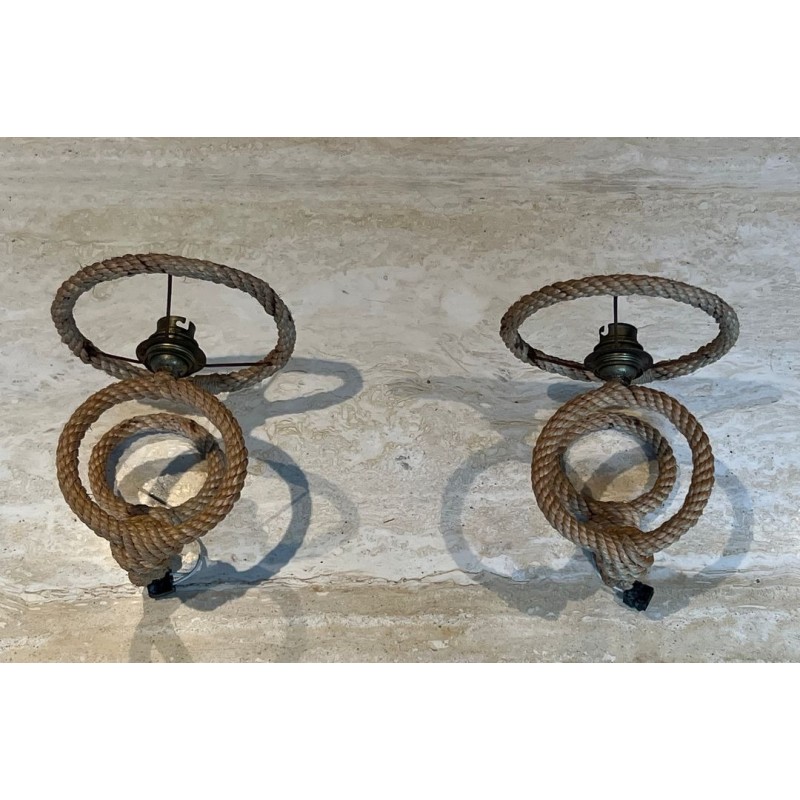 Pair of Rope Wall Sconces by Audoux & Minet, French Work, circa 1950