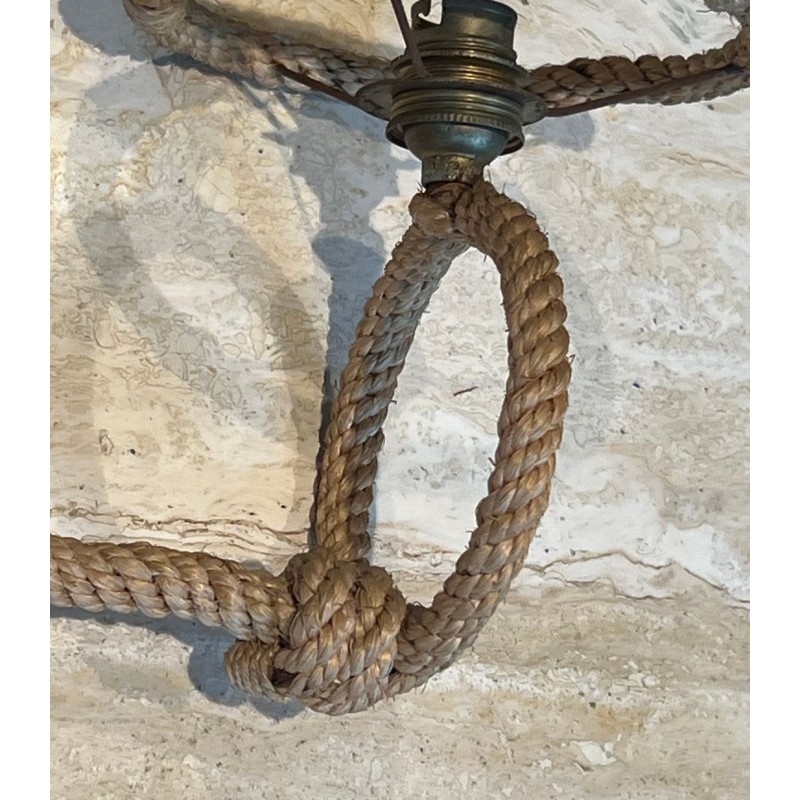 Pair of Rope Wall Sconces by Audoux & Minet, French Work, circa 1950