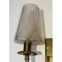 Pair of Art Deco Brass Wall Lights in the Style of Perzel.