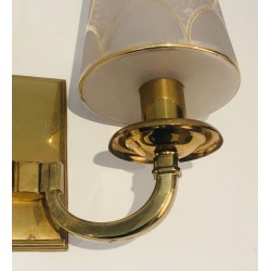 Pair of Art Deco Brass Wall Lights in the Style of Perzel.