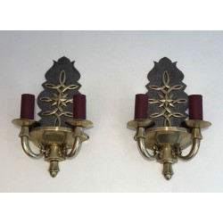 Pair of Art Deco Wall Lights in the style of Jules Leleu