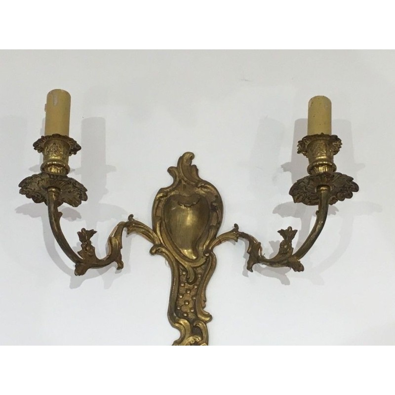 Pair of Louis XV Style Bronze Wall Sconces, French Work, circa 1920