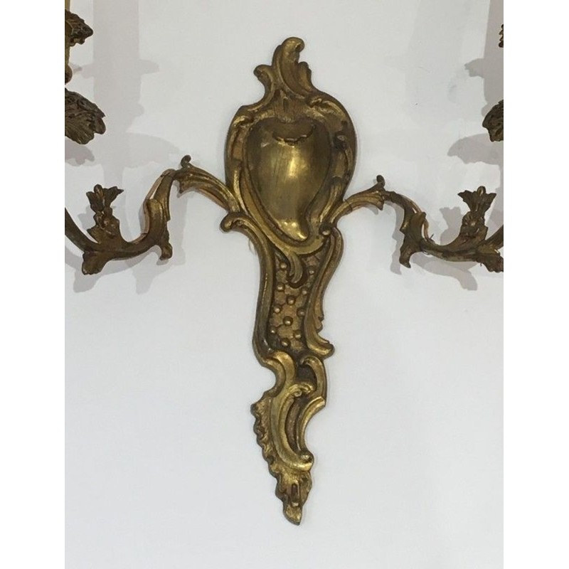 Pair of Louis XV Style Bronze Wall Sconces, French Work, circa 1920
