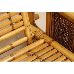 Pair of Large Bamboo Armchairs with Pierre Frey Cushions, French, circa 1970