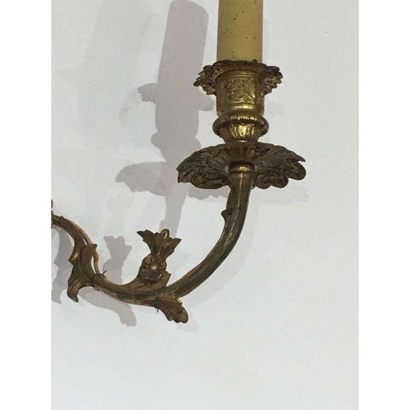 Pair of Louis XV Style Bronze Wall Sconces, French Work, circa 1920