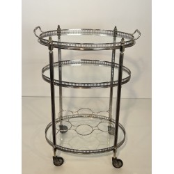 Silver-Plated Bar Cart | Maison Jansen 1950s-1960s Vintage