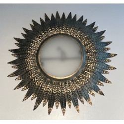 Silvered Metal Sunburst Fixture or Wall Light
