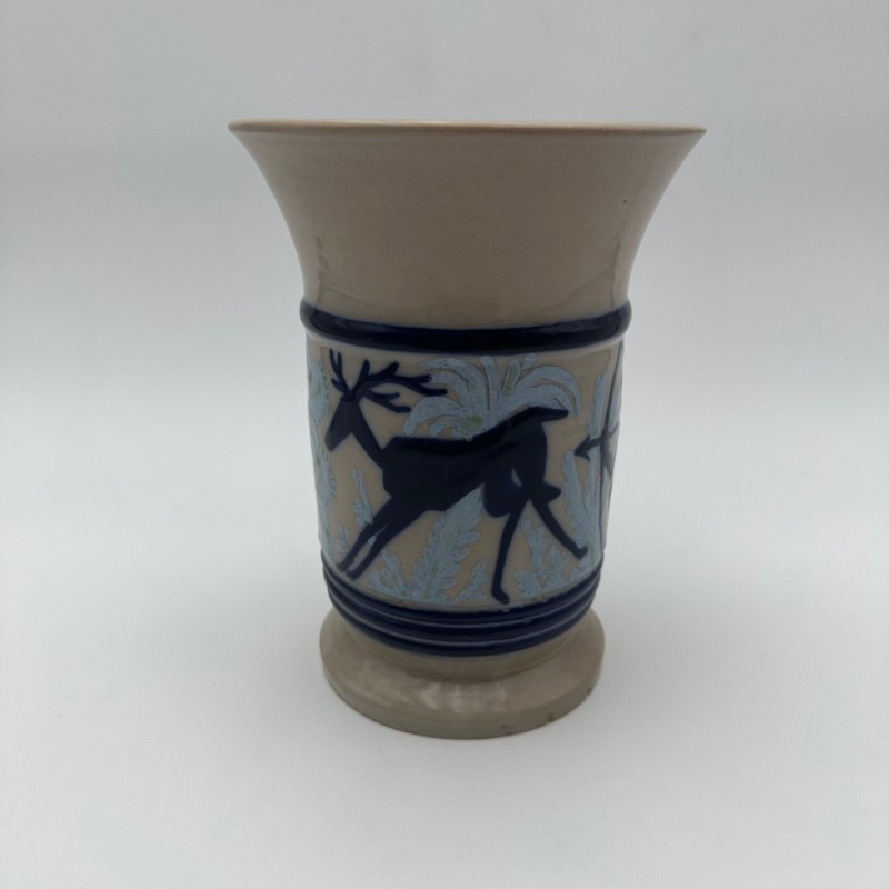 Ceramic Vase with Figurative Hunting Scene Decor, circa 1930