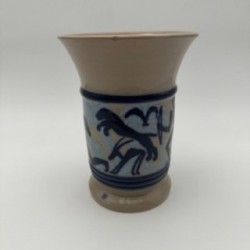 Ceramic Vase with Figurative Hunting Scene Decor, circa 1930