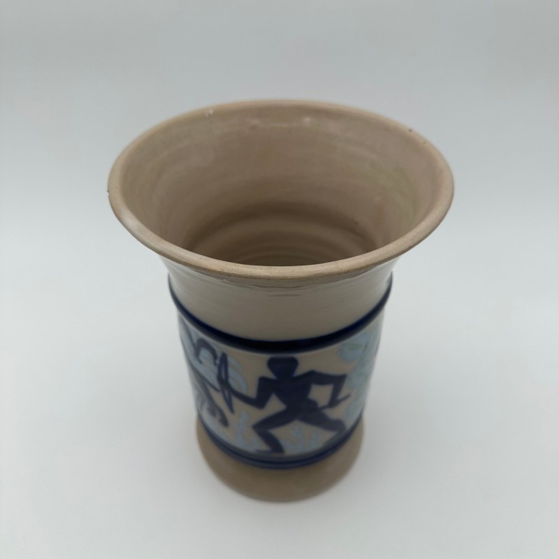 Ceramic Vase with Figurative Hunting Scene Decor, circa 1930