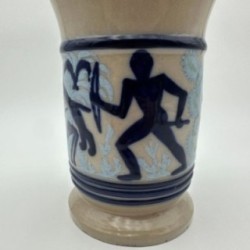 Ceramic Vase with Figurative Hunting Scene Decor, circa 1930