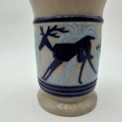 Ceramic Vase with Figurative Hunting Scene Decor, circa 1930