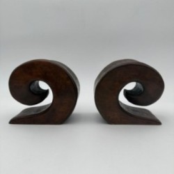 Pair of Walnut Bookends, in the Style of Alexandre Noll, France, circa 1950