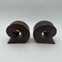 Pair of Walnut Bookends, in the Style of Alexandre Noll, France, circa 1950
