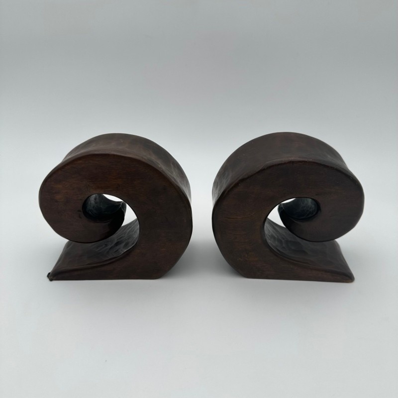 Pair of Walnut Bookends, in the Style of Alexandre Noll, France, circa 1950
