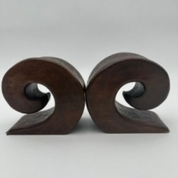 Pair of Walnut Bookends, in the Style of Alexandre Noll, France, circa 1950