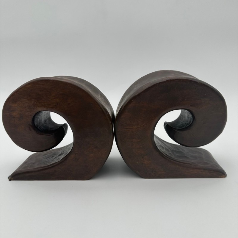 Pair of Walnut Bookends, in the Style of Alexandre Noll, France, circa 1950