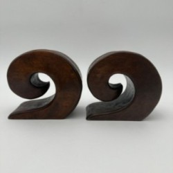 Pair of Walnut Bookends, in the Style of Alexandre Noll, France, circa 1950