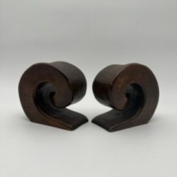 Pair of Walnut Bookends, in the Style of Alexandre Noll, France, circa 1950