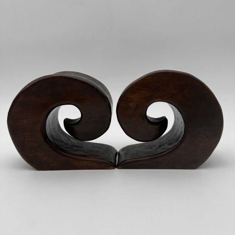 Pair of Walnut Bookends, in the Style of Alexandre Noll, France, circa 1950