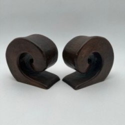 Pair of Walnut Bookends, in the Style of Alexandre Noll, France, circa 1950