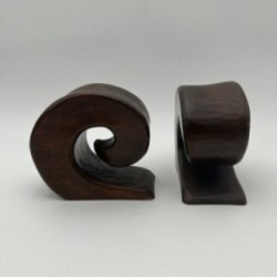 Pair of Walnut Bookends, in the Style of Alexandre Noll, France, circa 1950