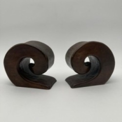 Pair of Walnut Bookends, in the Style of Alexandre Noll, France, circa 1950