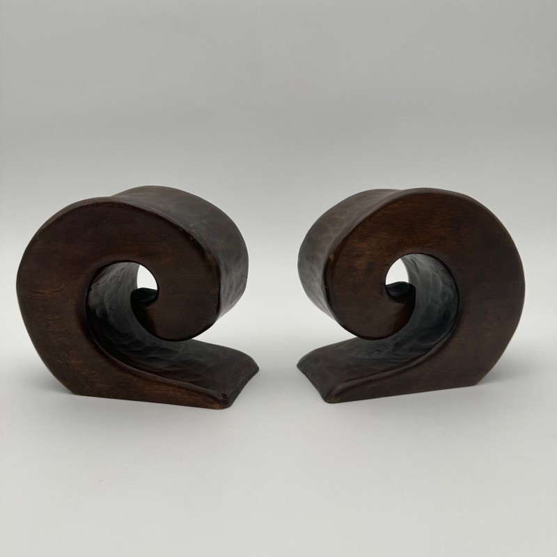 Pair of Walnut Bookends, in the Style of Alexandre Noll, France, circa 1950