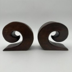 Pair of Walnut Bookends, in the Style of Alexandre Noll, France, circa 1950