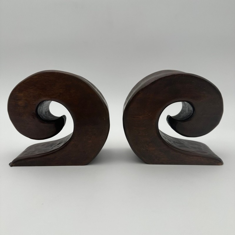 Pair of Walnut Bookends, in the Style of Alexandre Noll, France, circa 1950