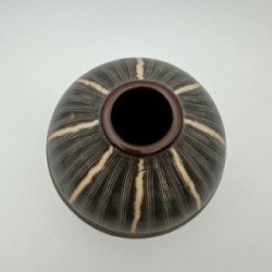 Black and White Ceramic Vase with Monogram Decor, in the Style of Jean Besnard, circa 1950